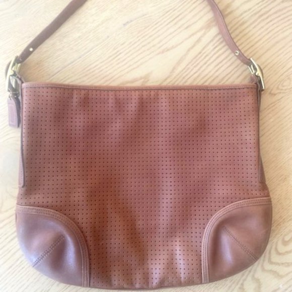 Vintage Coach Brown British Tan Leather Bag Purse - Picture 1 of 5